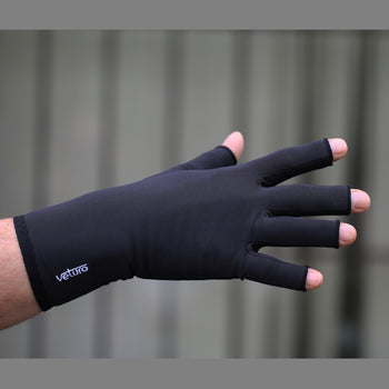 Bamboo Compression Fingerless Arthritis Gloves with Veturo Branding
