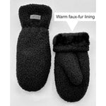 Bouclé Mittens Warm Faux-Fur Lining